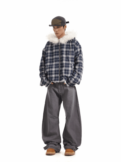 Retro Plaid Fur Jacket - Dekayed