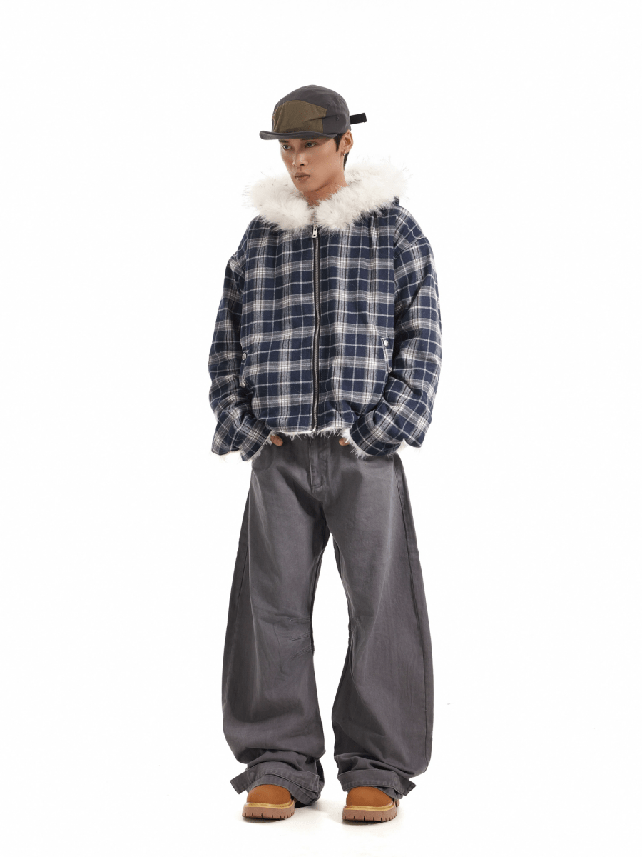 Retro Plaid Fur Jacket - Dekayed