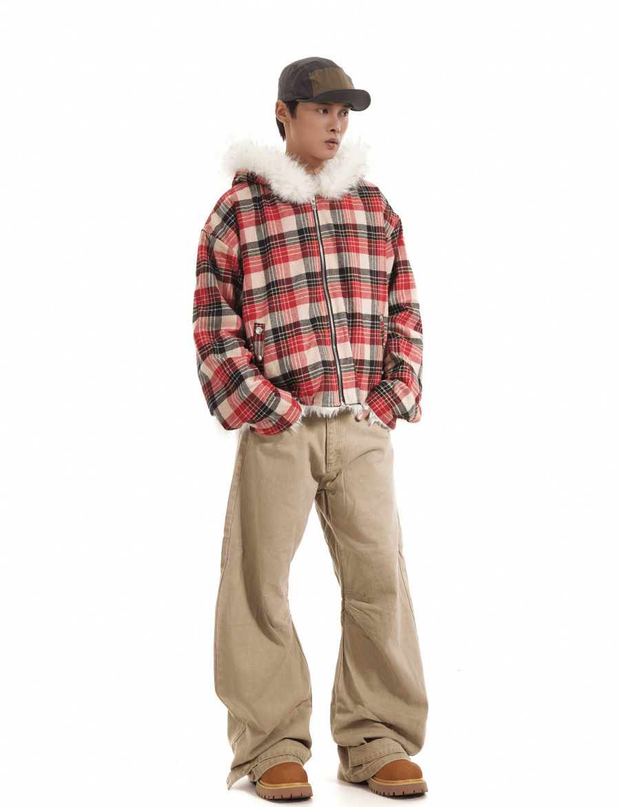 Retro Plaid Fur Jacket - Dekayed