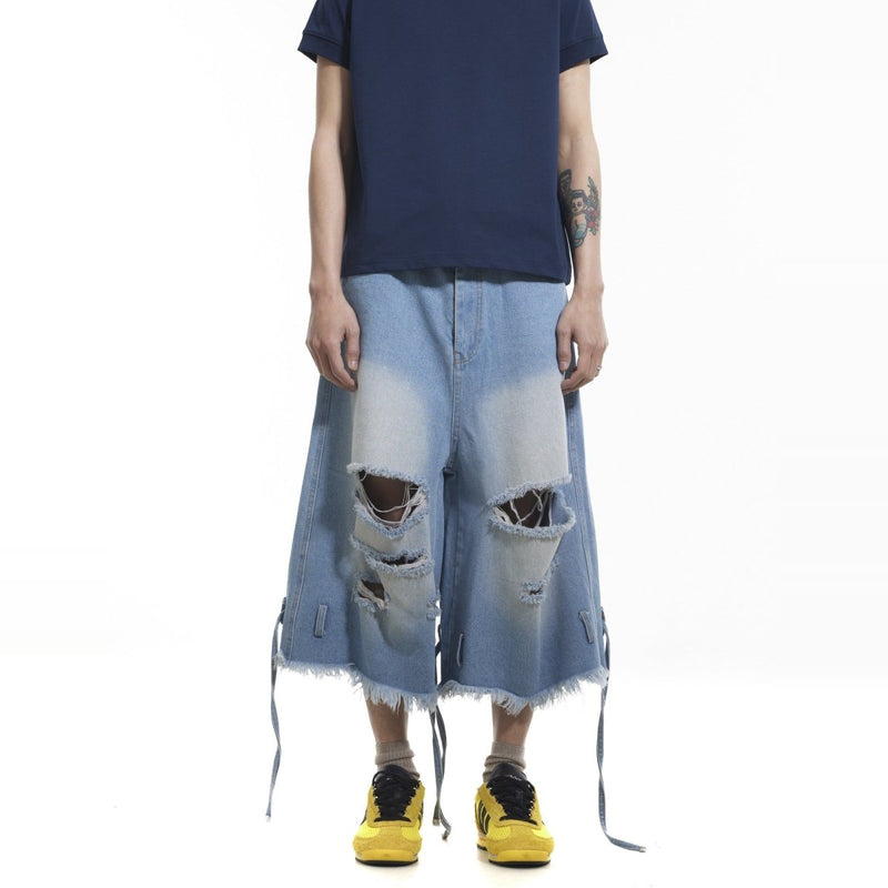 Retro Ripped Denim Shorts - Dekayed