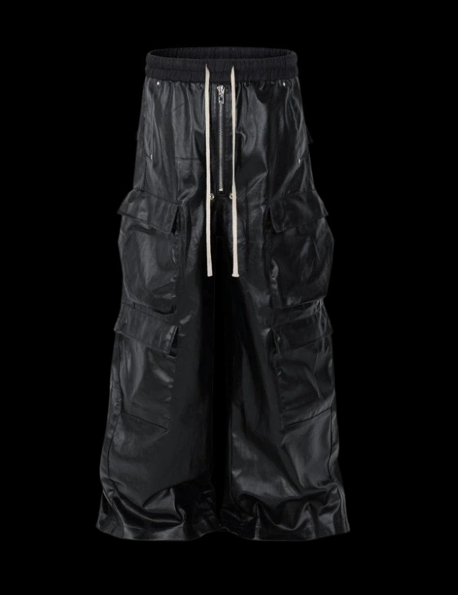 RO Waxed Black Cargos Pants - Genuine Leather Pants "Men" - Dekayed