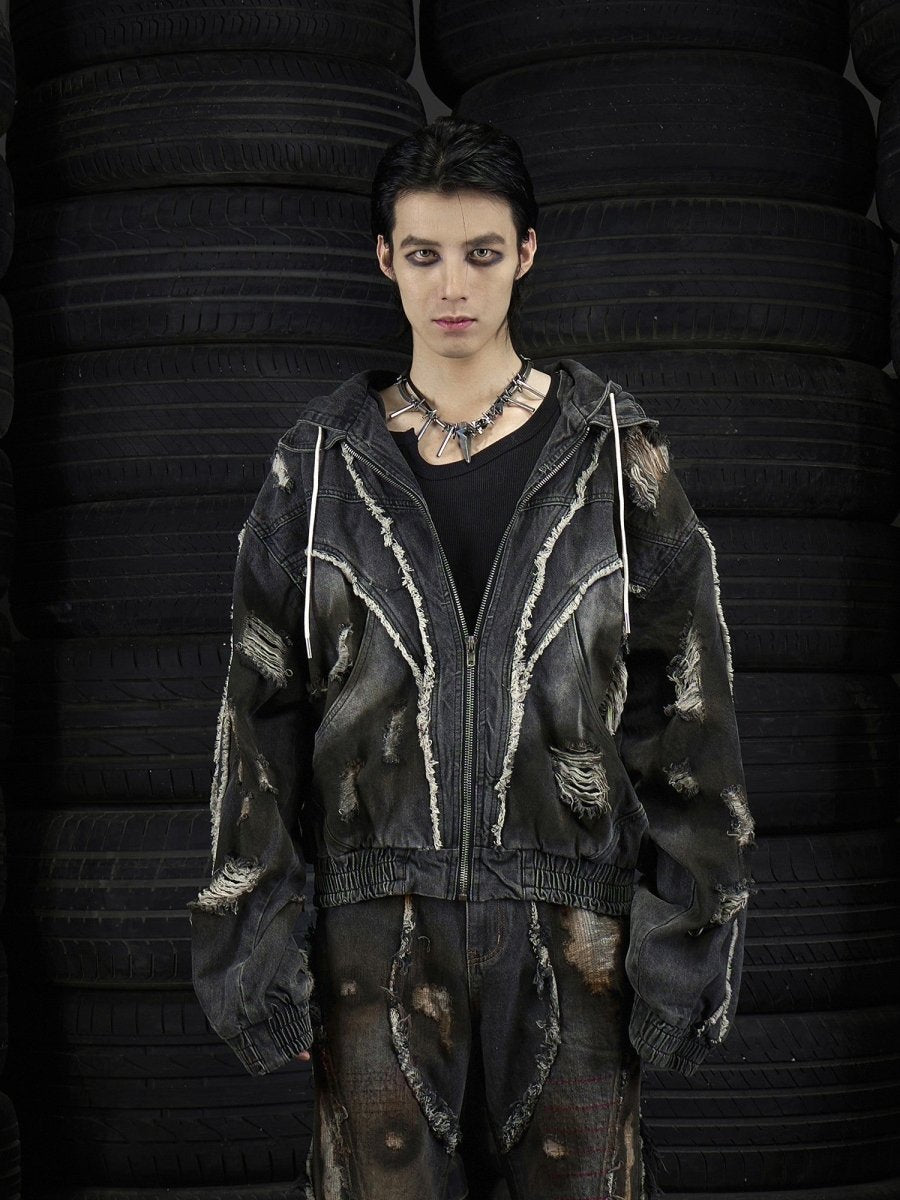 Rustic Rebel Distressed Denim Jacket - Dekayed