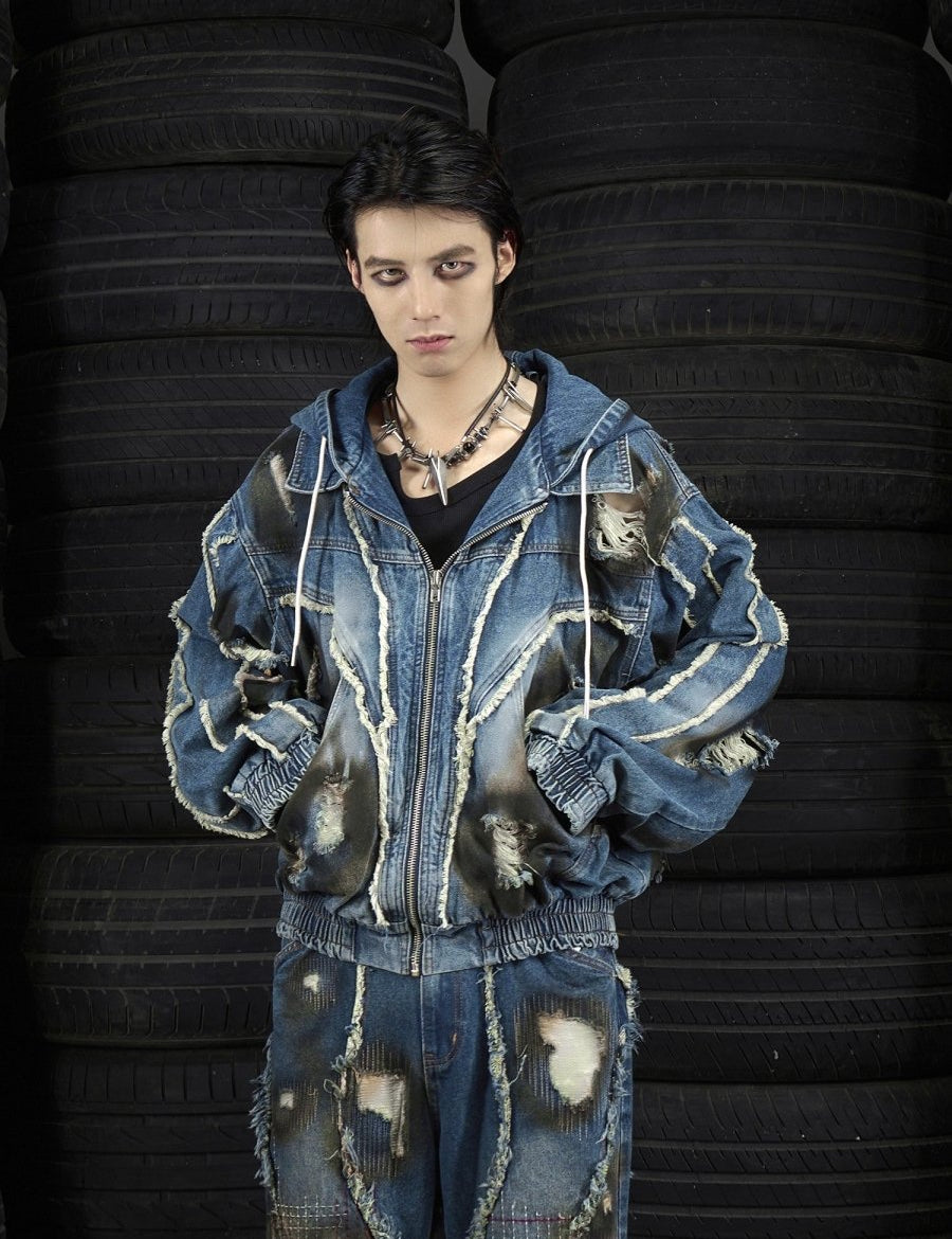 Rustic Rebel Distressed Denim Jacket - Dekayed
