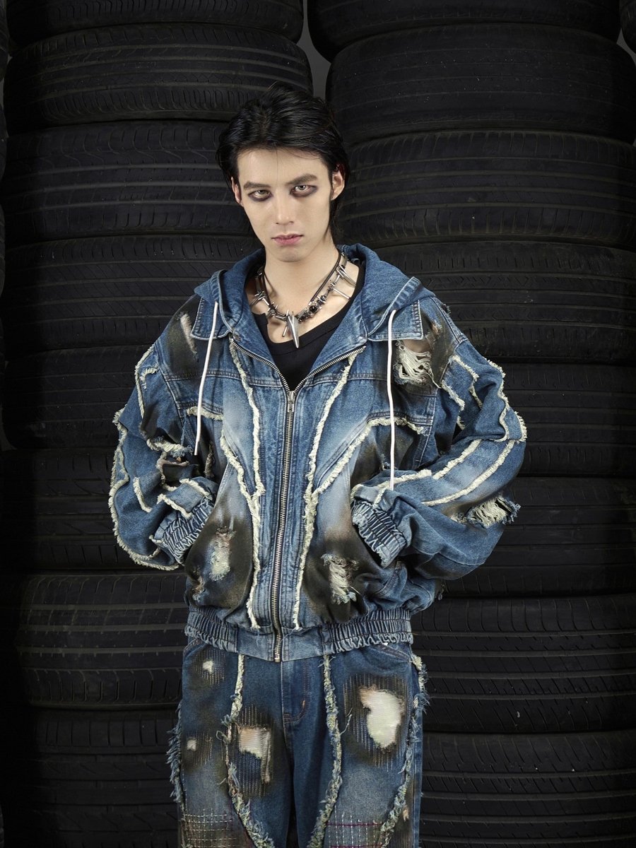 Rustic Rebel Distressed Denim Jacket - Dekayed