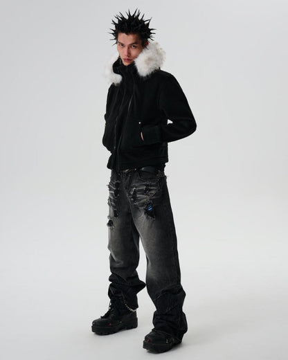 SGW Woolen Fox Fur Fleece Jacket - Dekayed