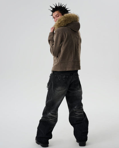 SGW Woolen Fox Fur Fleece Jacket - Dekayed