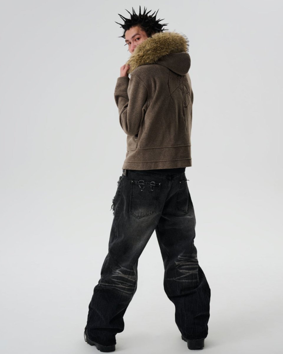 SGW Woolen Fox Fur Fleece Jacket - Dekayed