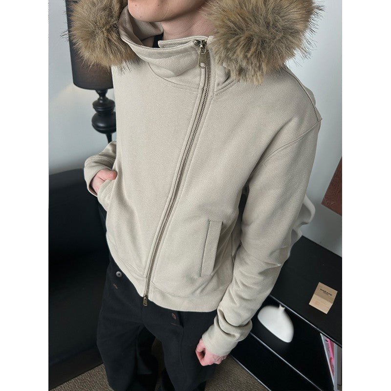 Side Zip Fur Hooded Jacket - Dekayed