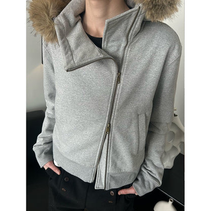 Side Zip Fur Hooded Jacket - Dekayed