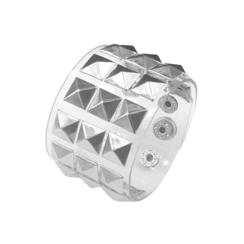 Silver Pyramid Transparent Studded Bracelet - Dekayed