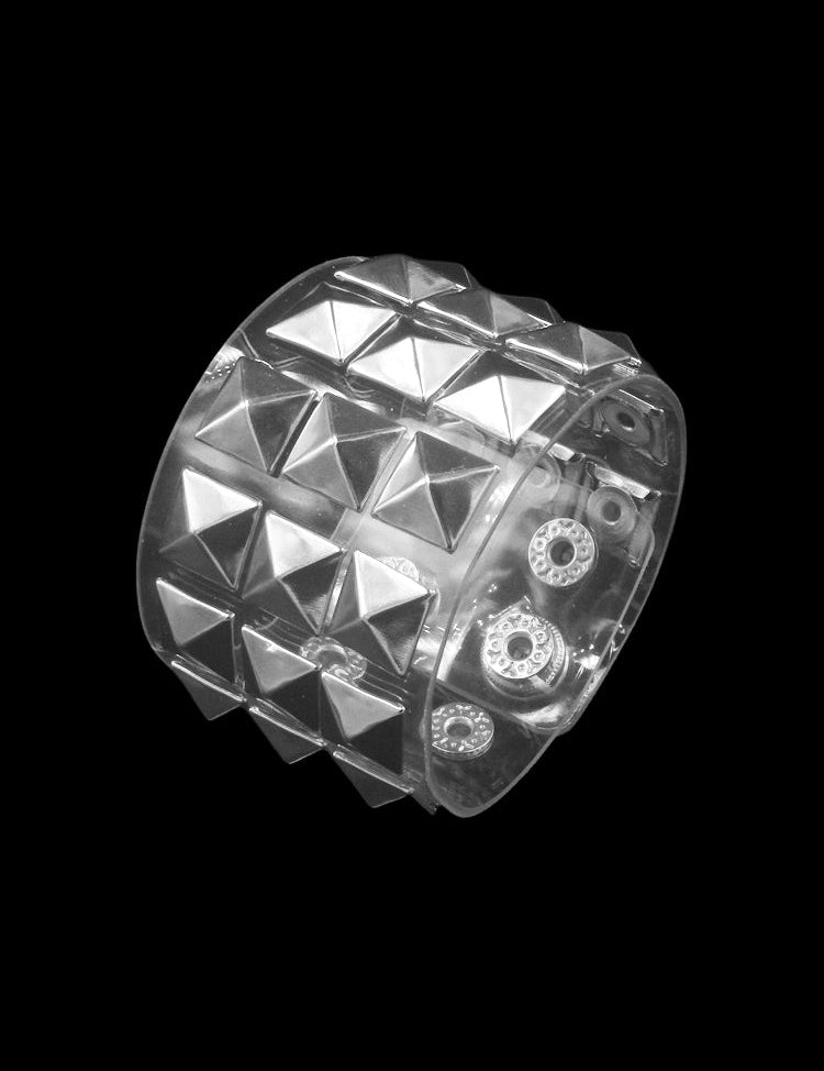 Silver Pyramid Transparent Studded Bracelet - Dekayed