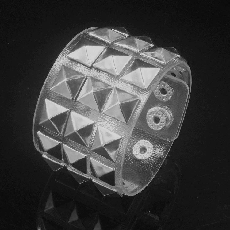 Silver Pyramid Transparent Studded Bracelet - Dekayed