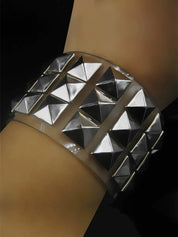 Silver Pyramid Transparent Studded Bracelet - Dekayed