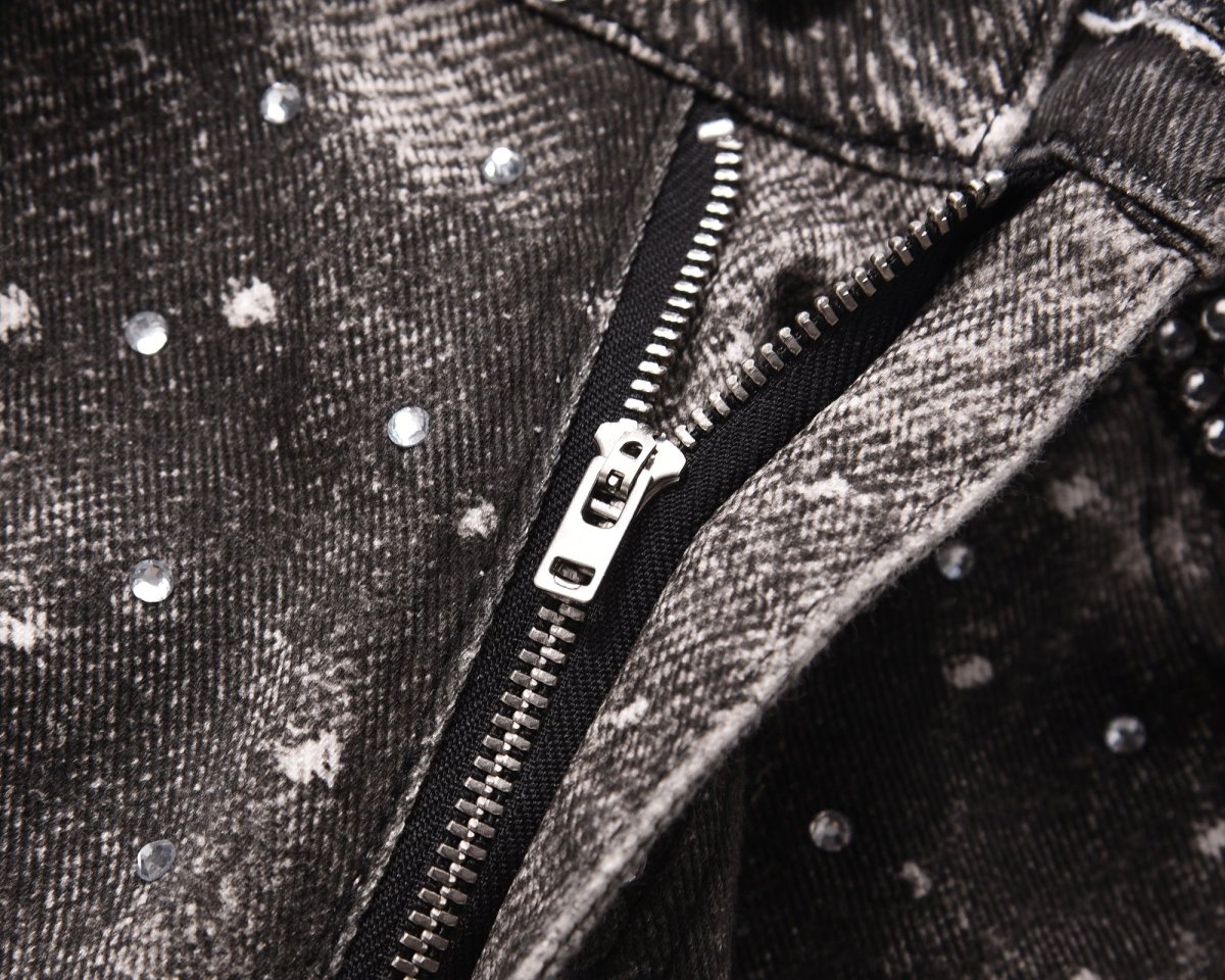 Skeleton Diamond Denim Jeans - Dekayed