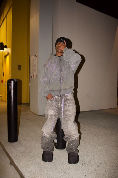 Skeleton Diamond Denim Jeans - Dekayed