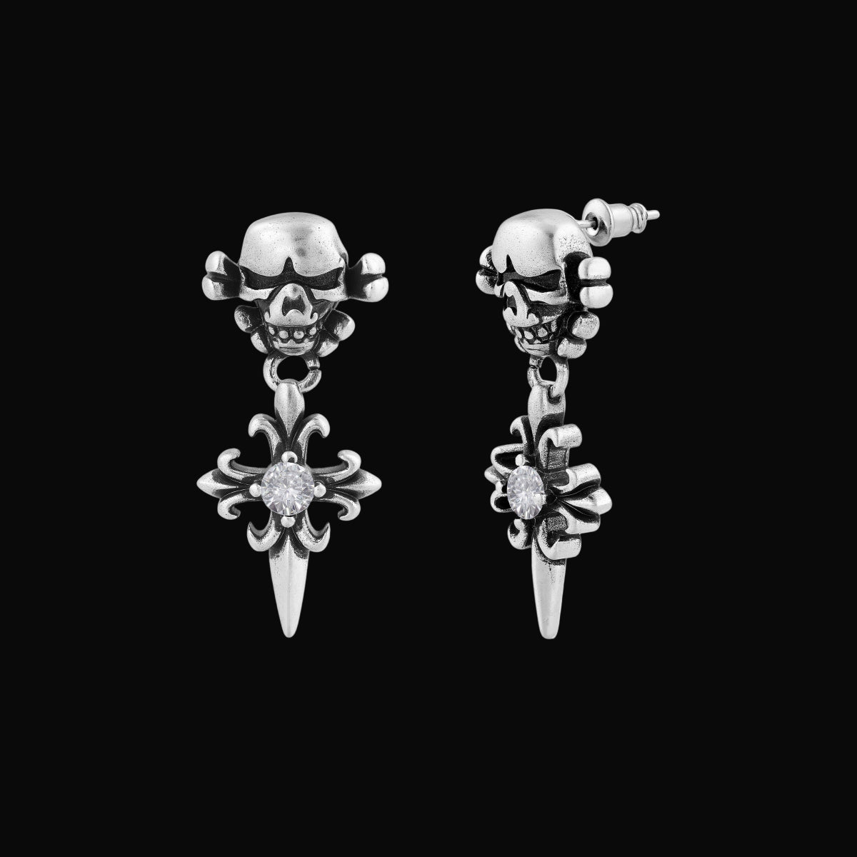 Skull Cross Stud Earrings - Dekayed