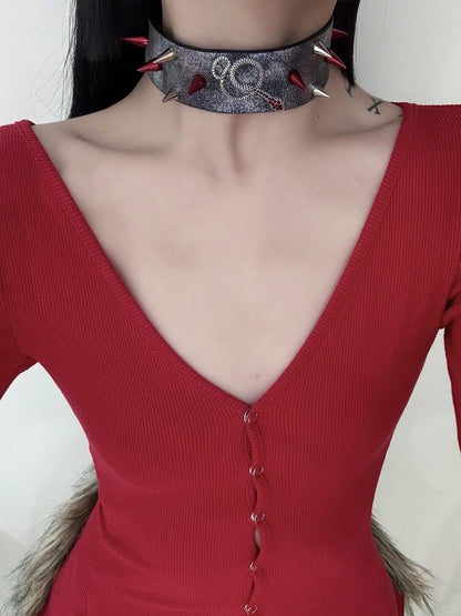 Snake Bite Diamond Nail Bracelet/Choker - Dekayed