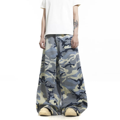Snow Blue Camouflage Baggy Jeans - Dekayed