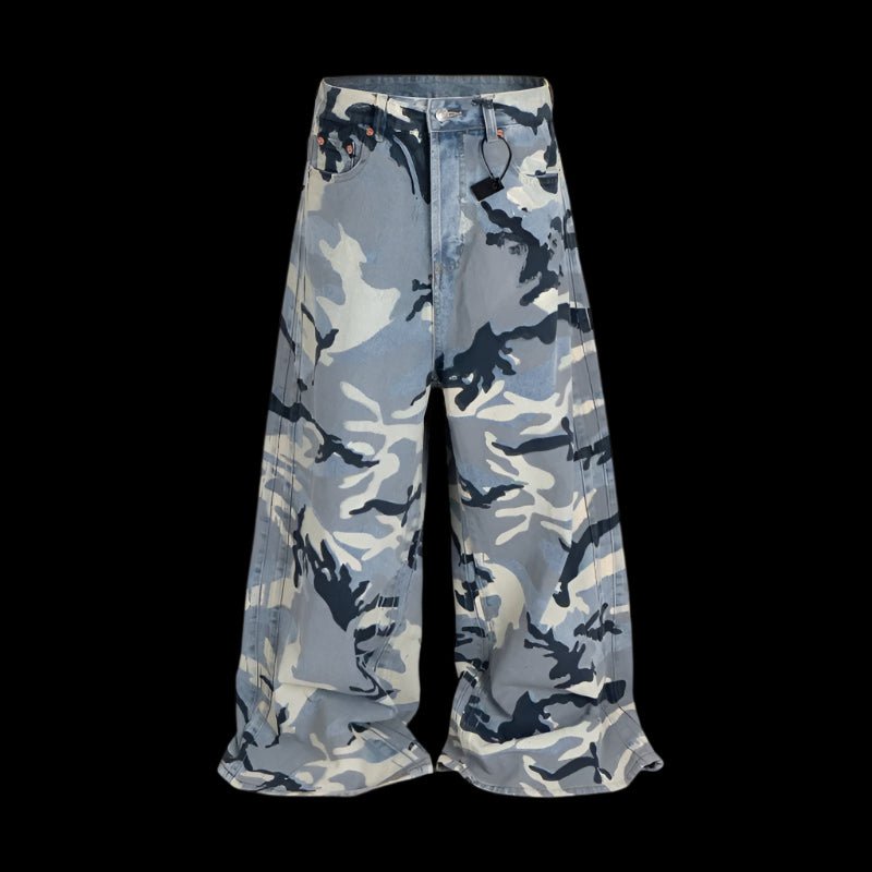 Snow Blue Camouflage Baggy Jeans - Dekayed