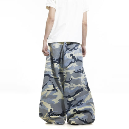 Snow Blue Camouflage Baggy Jeans - Dekayed