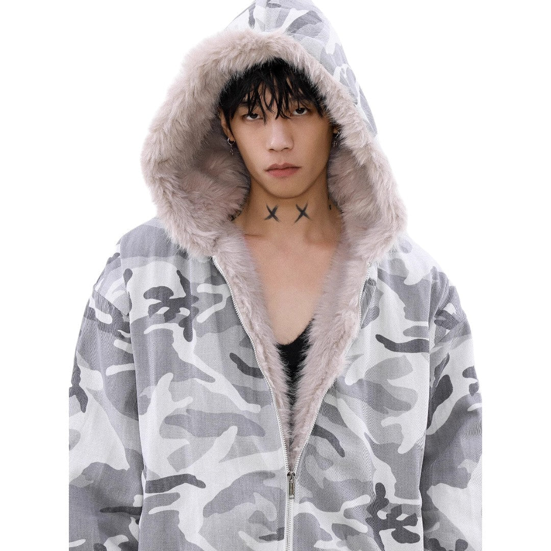 Snow Camouflage Patchwork Fur Tracksuit - Dekayed