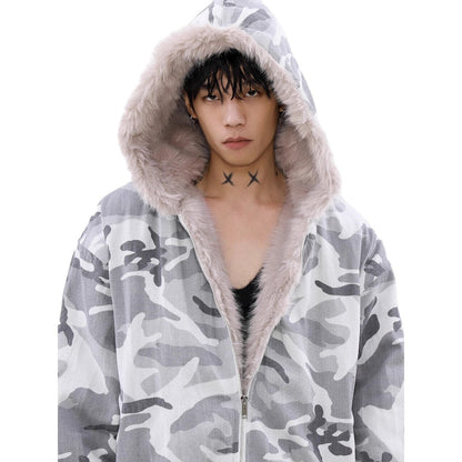 Snow Camouflage Patchwork Fur Tracksuit - Dekayed