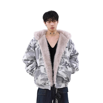 Snow Camouflage Patchwork Fur Tracksuit - Dekayed