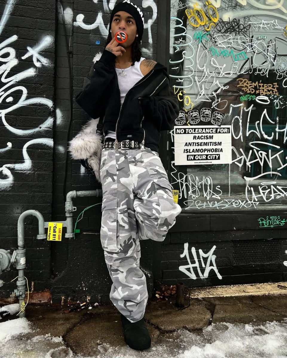 Snow Camouflage Patchwork Fur Tracksuit - Dekayed