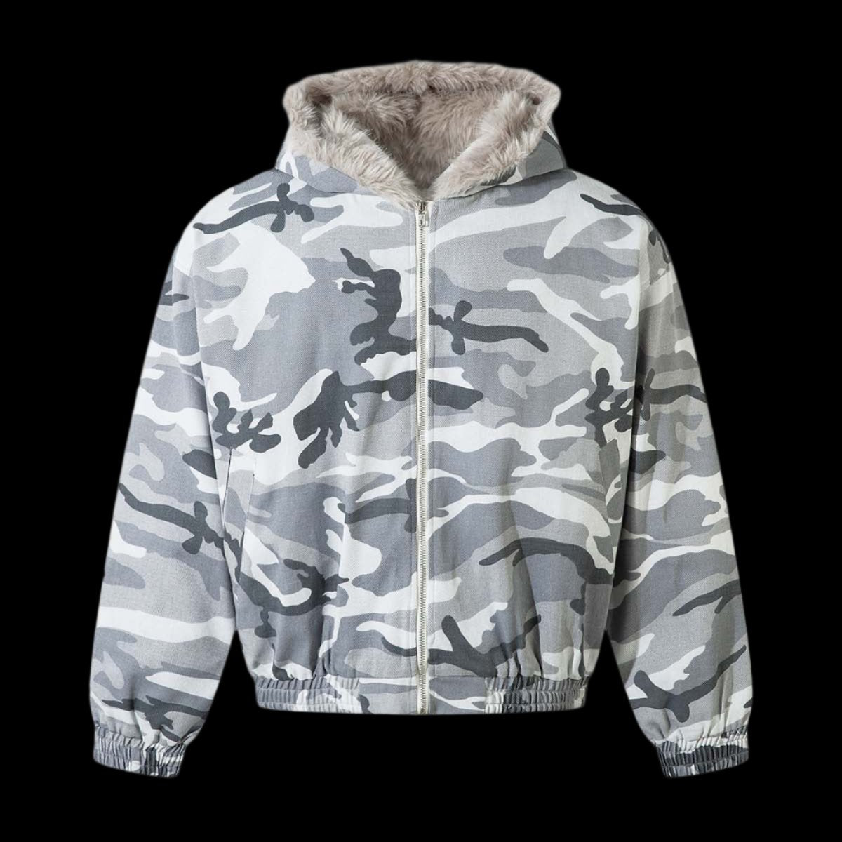 Snow Camouflage Patchwork Fur Tracksuit - Dekayed