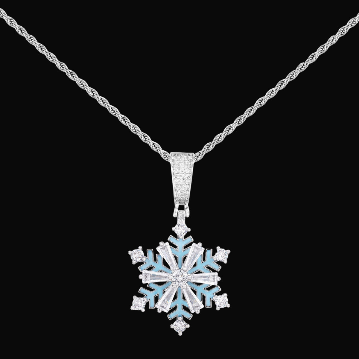 Snowflake Glow - in - the - Dark Rotatable Pendant Necklace - Dekayed