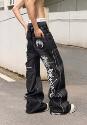 Toxic Baggy Embroidered Jeans - Dekayed