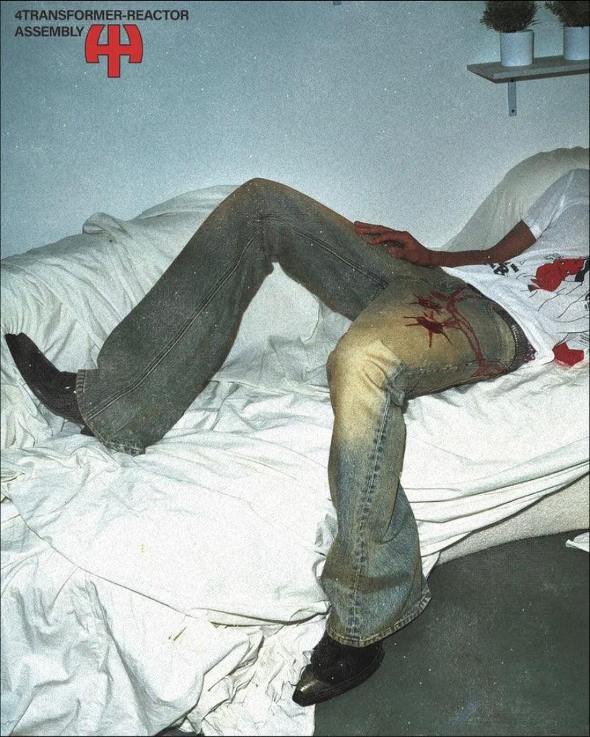 Vintage Bola Chain Embroidery Distressed Jeans (Slim Fit) - Dekayed