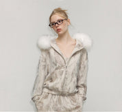Vintage Leopard Print Removable Fur Collar Jacket - Dekayed