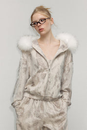 Vintage Leopard Print Removable Fur Collar Jacket - Dekayed