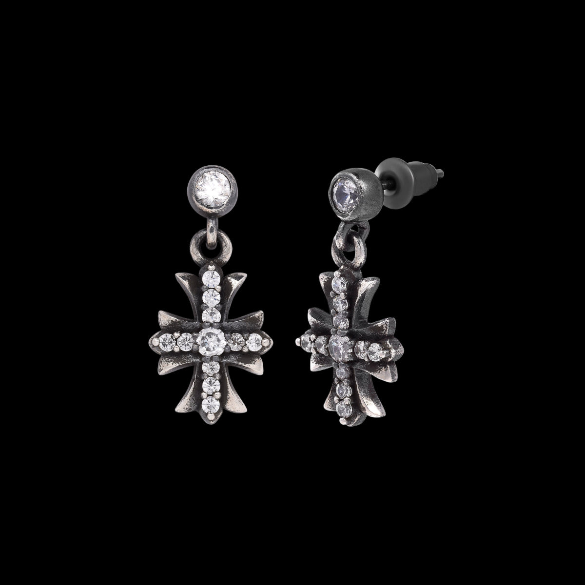 Vintage Style Full Diamond Cross Earrings - Dekayed