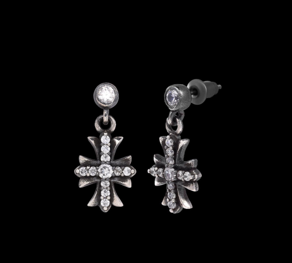 Vintage Style Full Diamond Cross Earrings - Dekayed