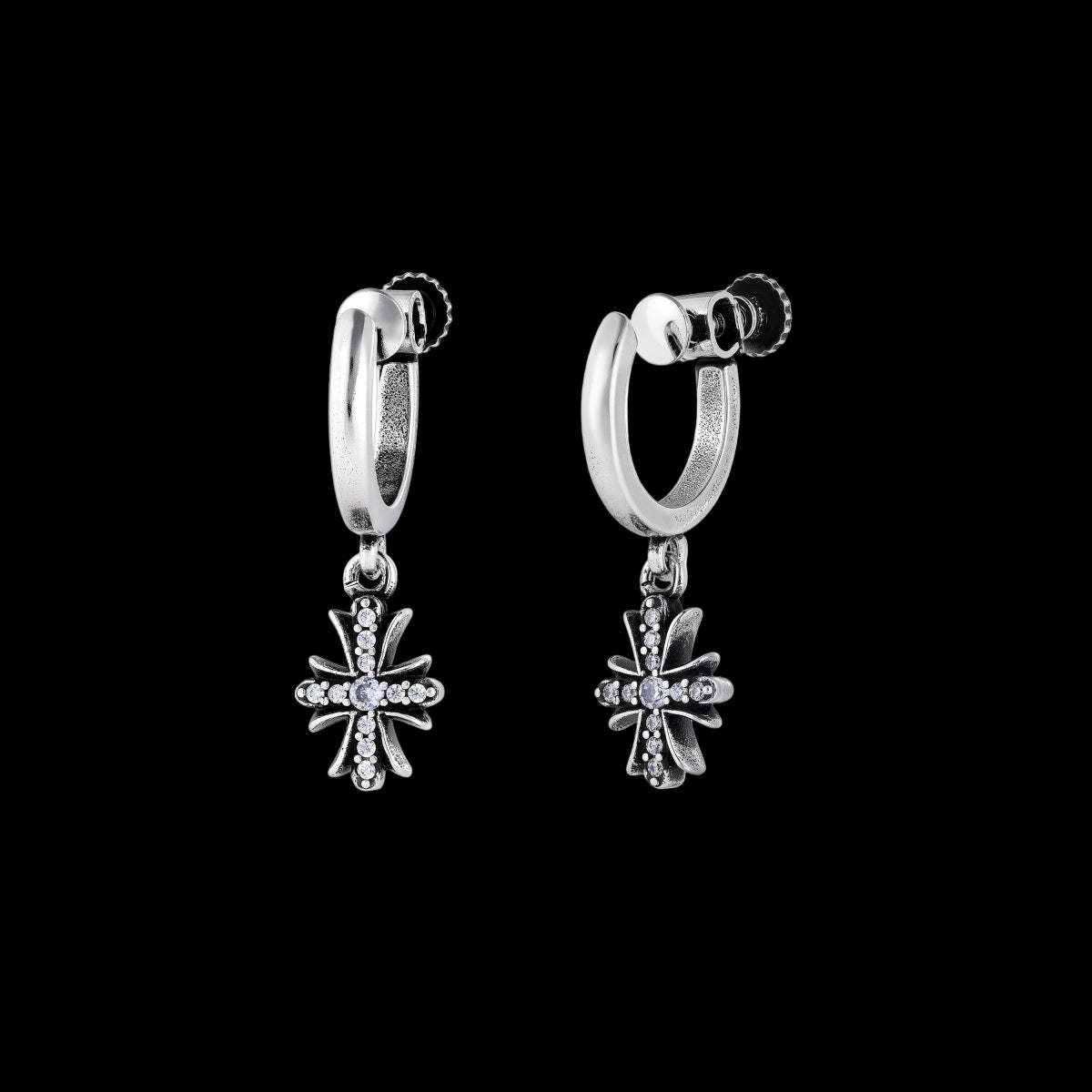 Vintage Style Full Diamond Cross Earrings - Dekayed