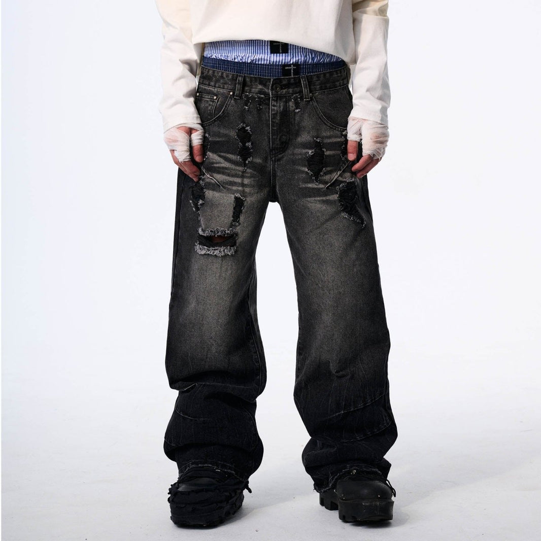 Vintage Washed Ripped Baggy Jeans - Dekayed