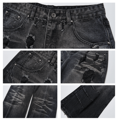 Vintage Washed Ripped Baggy Jeans - Dekayed