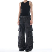 Washed Old Shell Multipocket Baggy Jeans - Dekayed