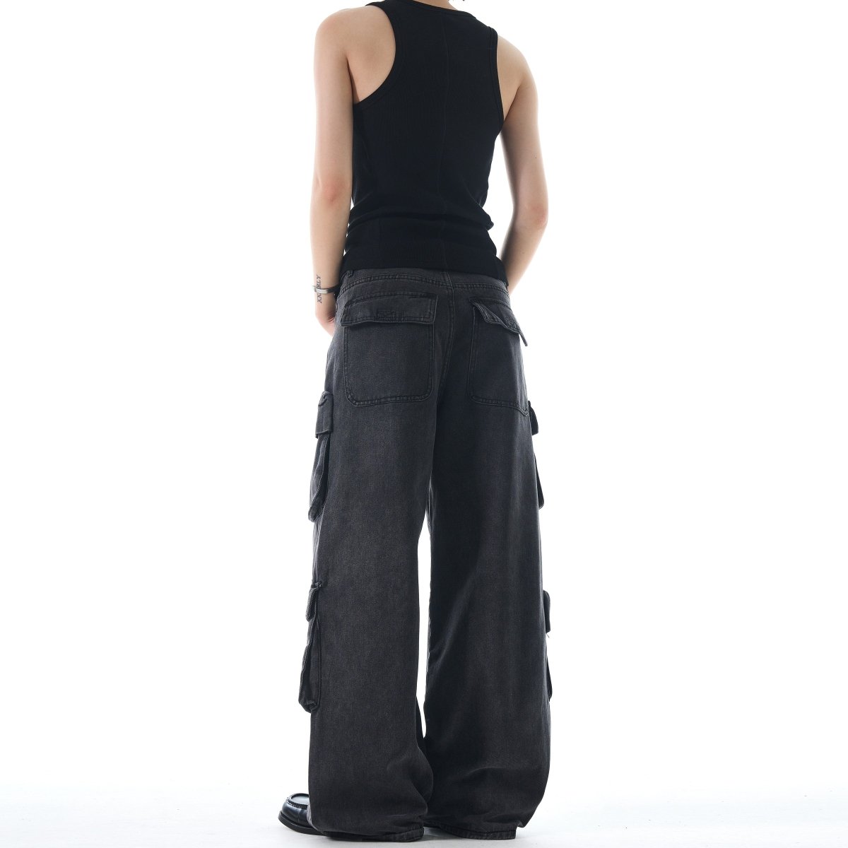Washed Old Shell Multipocket Baggy Jeans - Dekayed