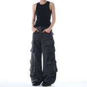 Washed Old Shell Multipocket Baggy Jeans - Dekayed