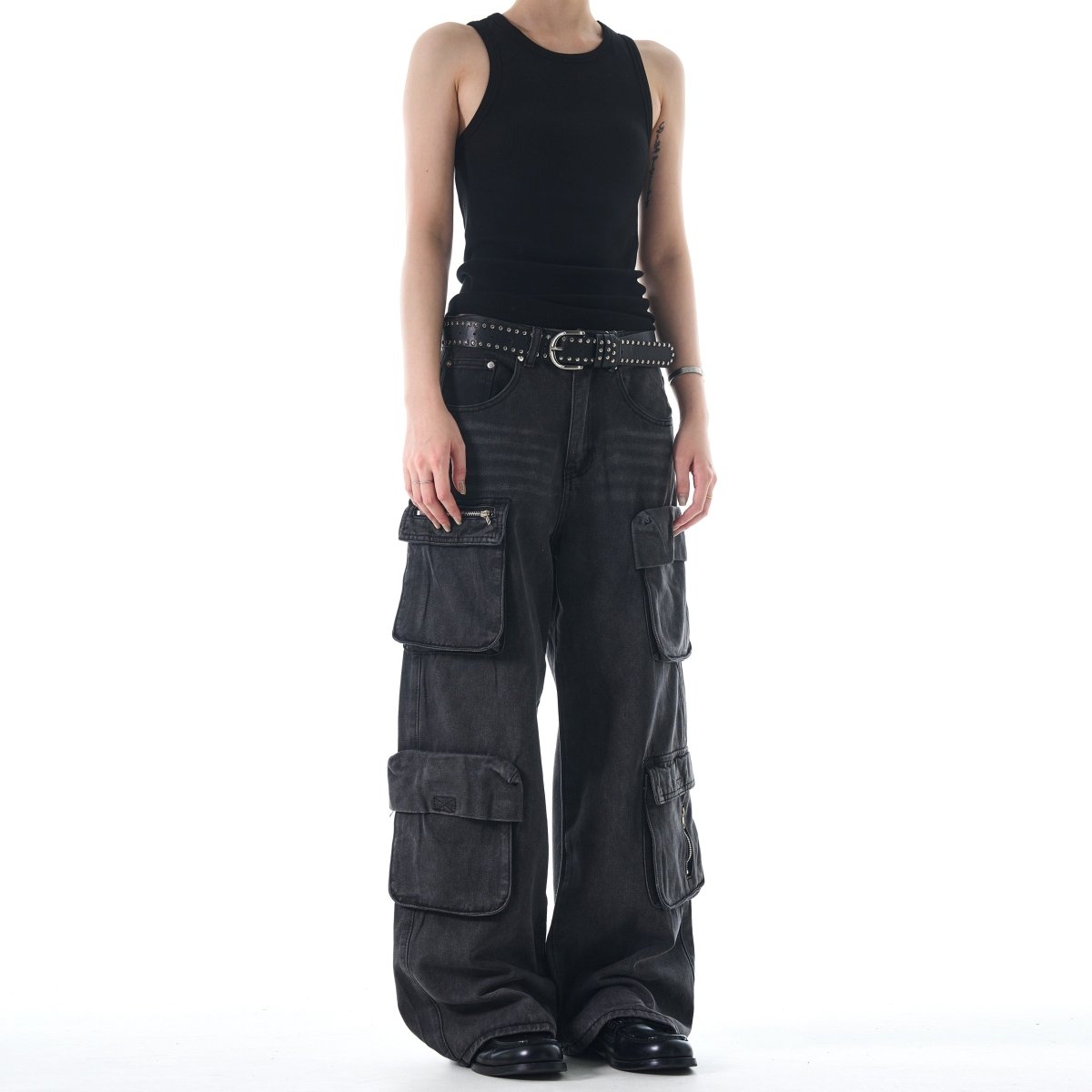 Washed Old Shell Multipocket Baggy Jeans - Dekayed