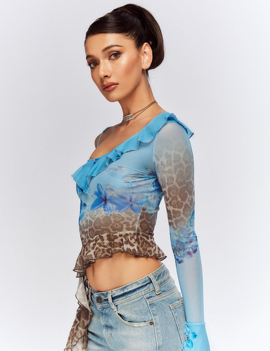 Wildflower Mesh Ruffle Top - Dekayed