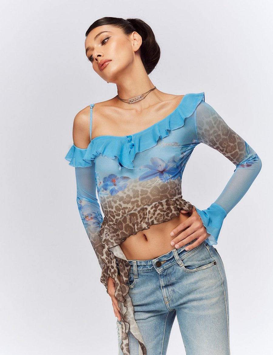 Wildflower Mesh Ruffle Top - Dekayed