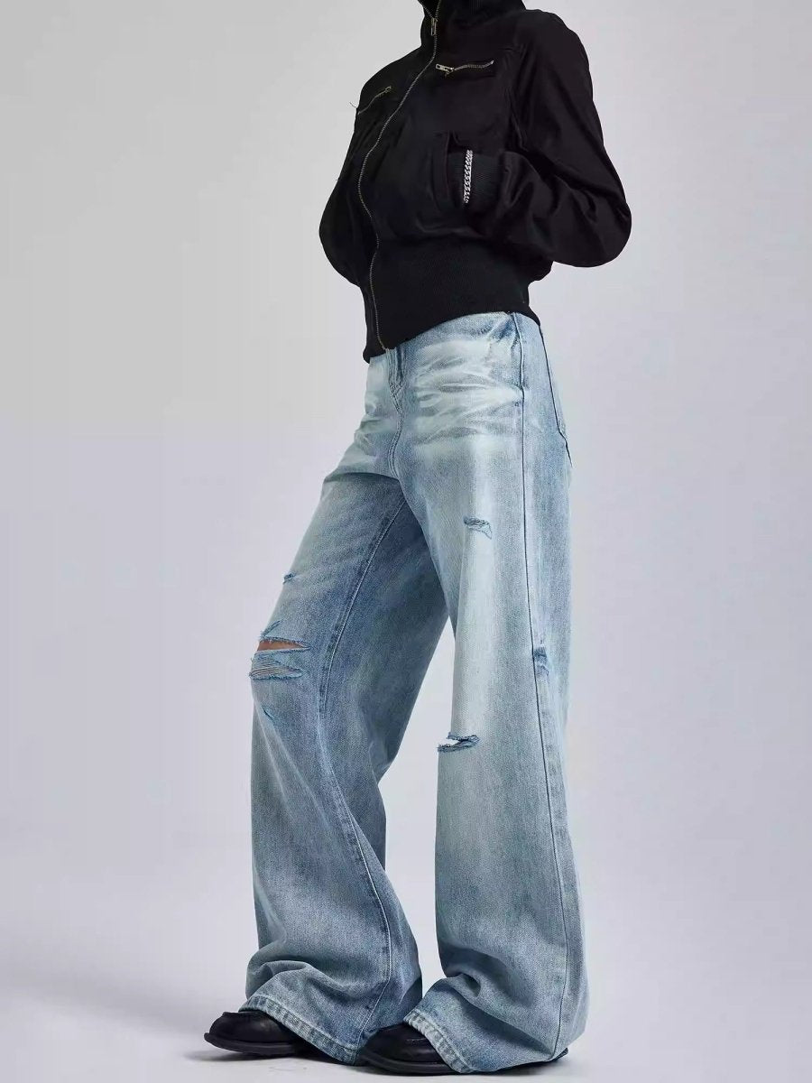 WLNEXT ShatterFade Baggy Denim Jeans - Dekayed