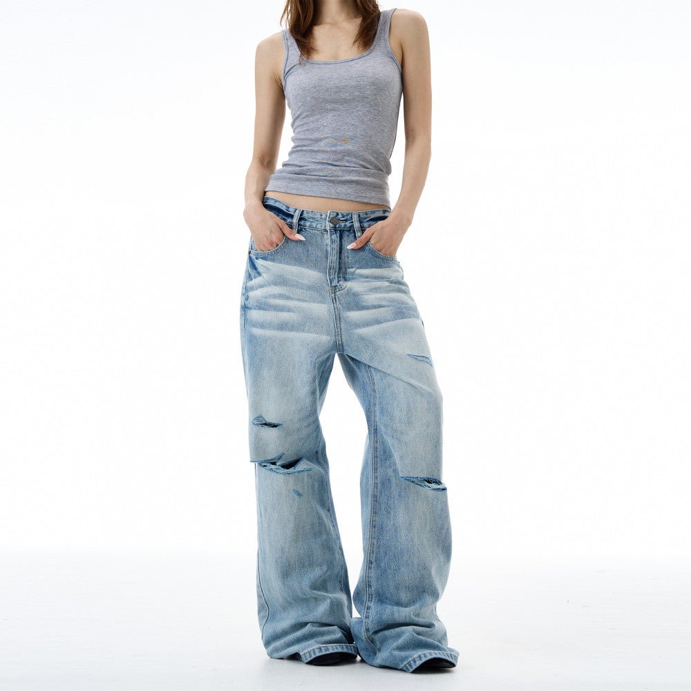 WLNEXT ShatterFade Baggy Denim Jeans - Dekayed