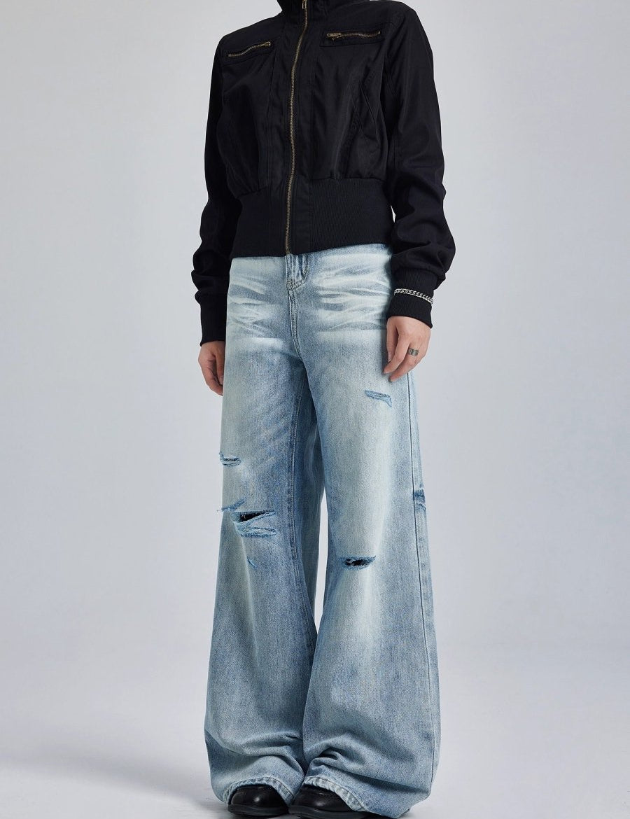 WLNEXT ShatterFade Baggy Denim Jeans - Dekayed