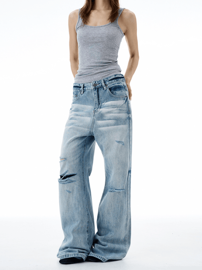 WLNEXT ShatterFade Baggy Denim Jeans - Dekayed