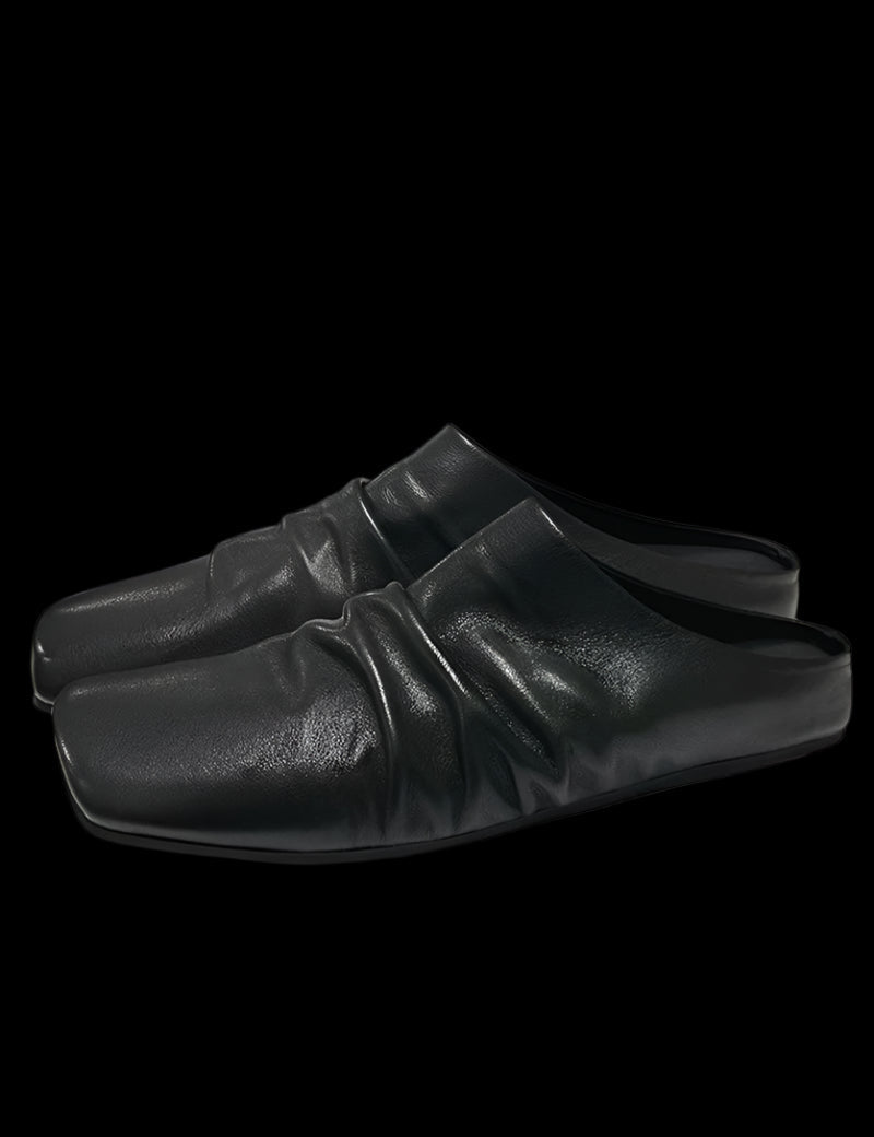 Wrinkled Leather Slippers - Dekayed